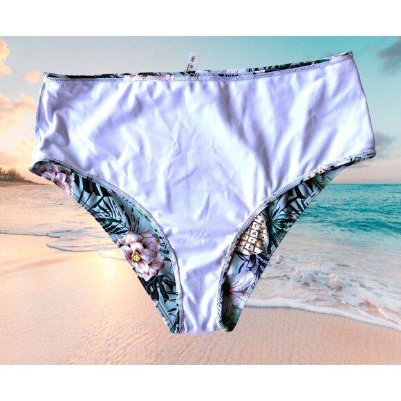 Bikini Bottoms 3XL New Full Coverage Wide High Leg Stretch Waist Floral … - Picture 11 of 14
